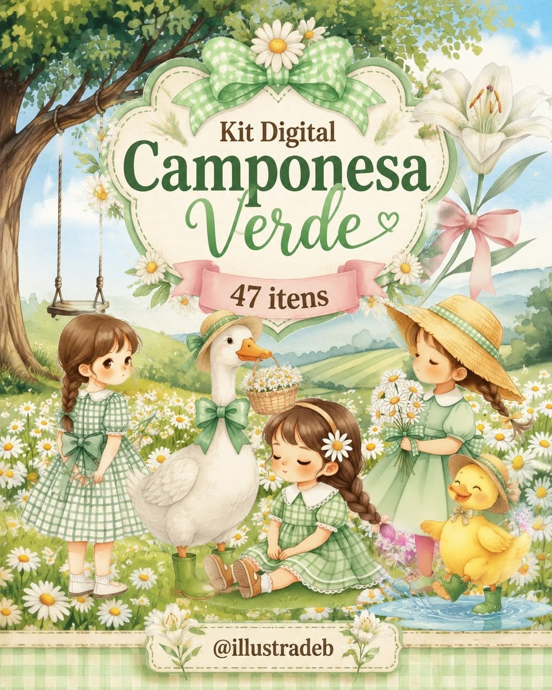 173 - Camponesa Verde Kit Digital Camponesa Verde - Imagem 1