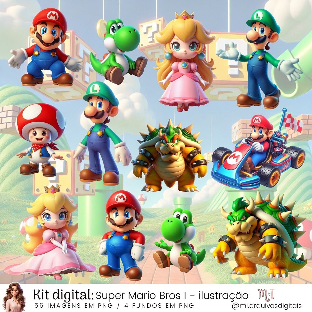 266 - Super Mário Ilustração I Kit Digital Super Mário Ilustração I - Imagem 1