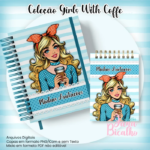 Arquivo Digital Caderno Pautado A5+Bloquinho A6 - Coleção Girls With Coffe N1