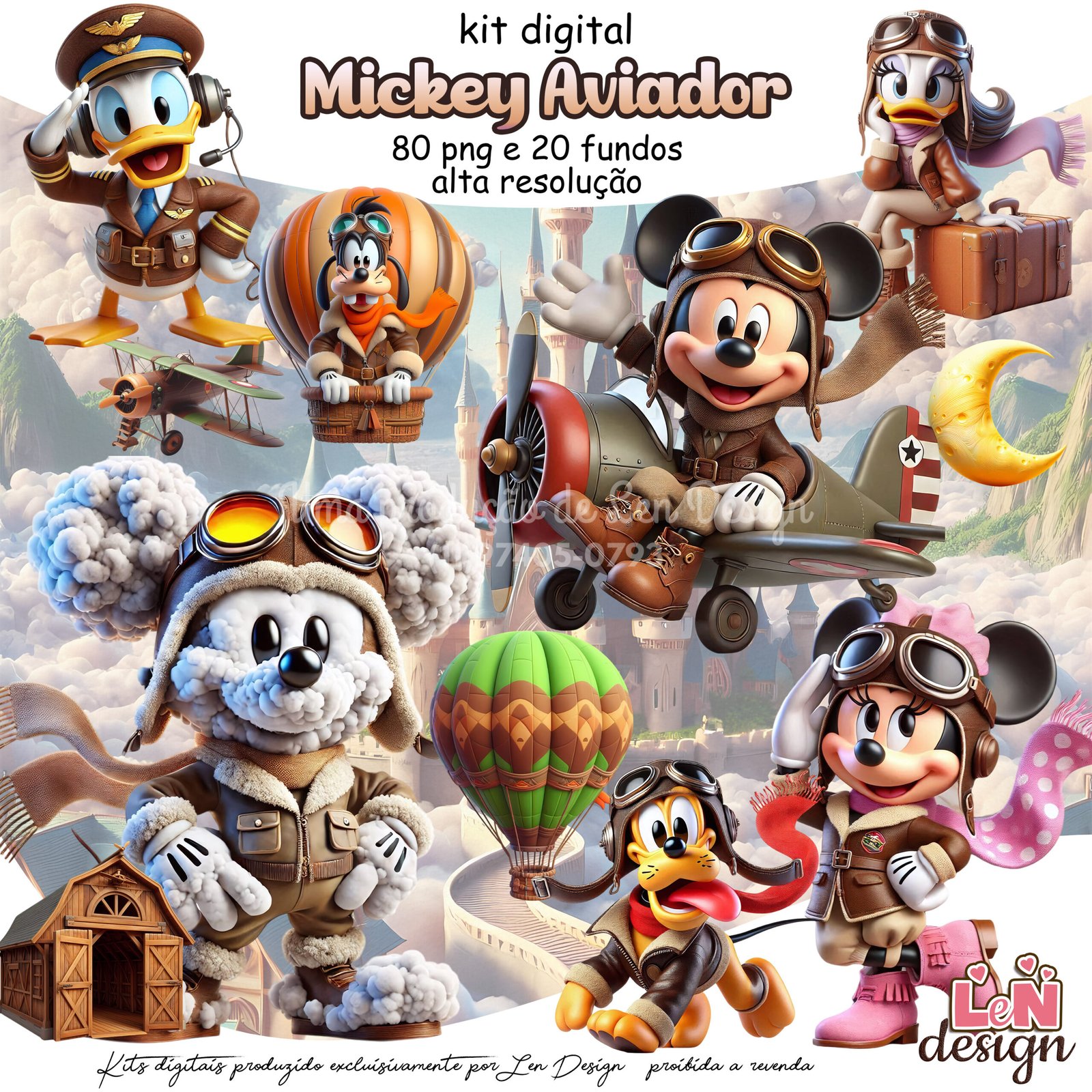 105 - Mickey Aviador Kit Digital Mickey Aviador - Imagem 1