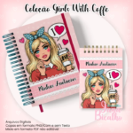 Arquivo Digital Caderno Pautado A5+Bloquinho A6 - Coleção Girls With Coffe N2