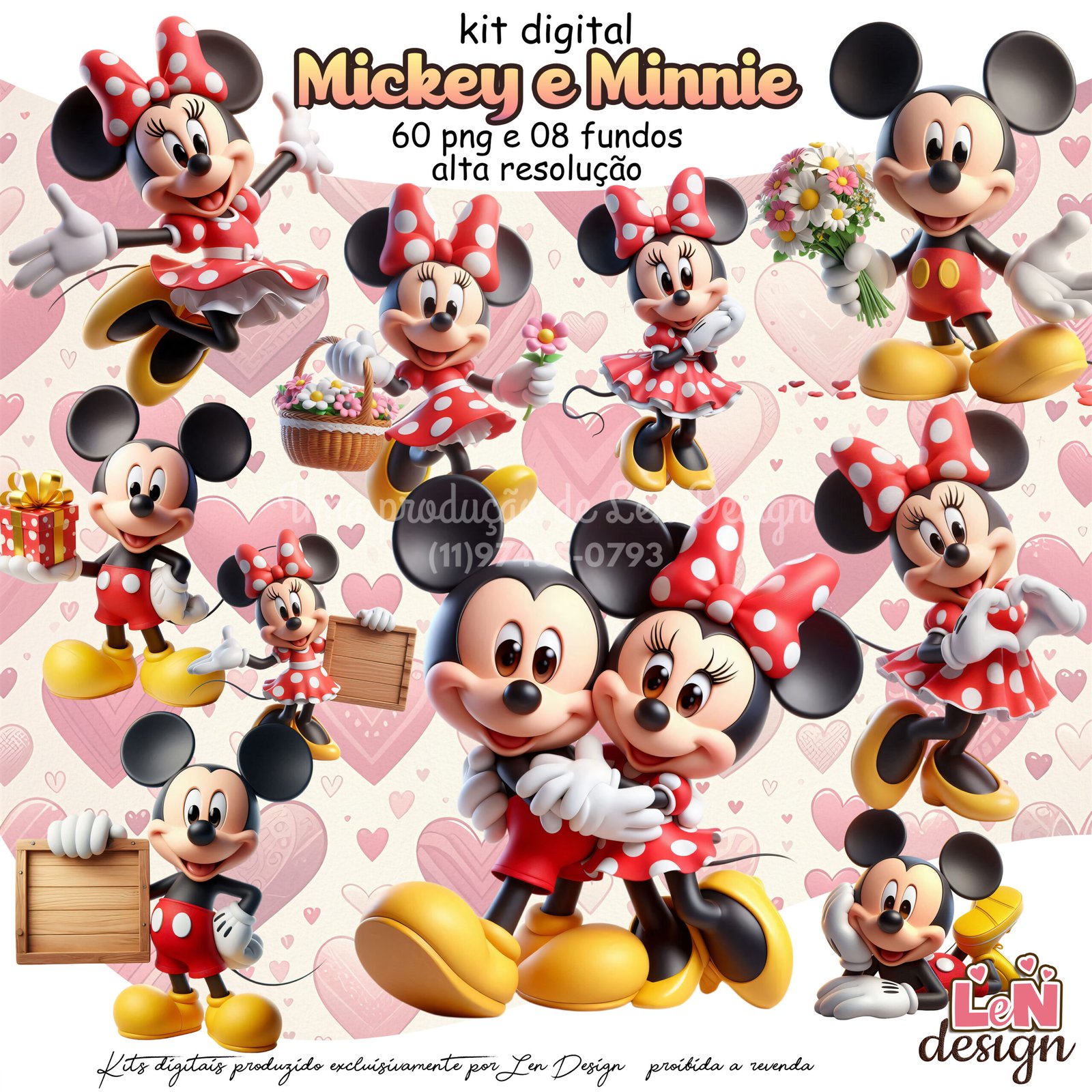 110 - Mickey e Minnie Kit Digital Mickey e Minnie - Imagem 1