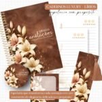 Caderno Luxury Lírios Marrom - Arquivo Digital