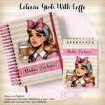 Arquivo Digital Caderno Pautado A5+Bloquinho A6 - Coleção Girls With Coffe N4
