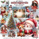 Kit Digital Natal aquarela
