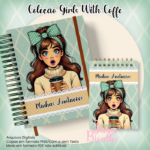 Arquivo Digital Caderno Pautado A5+Bloquinho A6 - Coleção Girls With Coffe N6