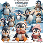 Kit Digital Pinguim Fofo