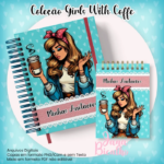 Arquivo Digital Caderno Pautado A5+Bloquinho A6 - Coleção Girls With Coffe N7