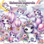 Kit Digital Unicornio Aquarela