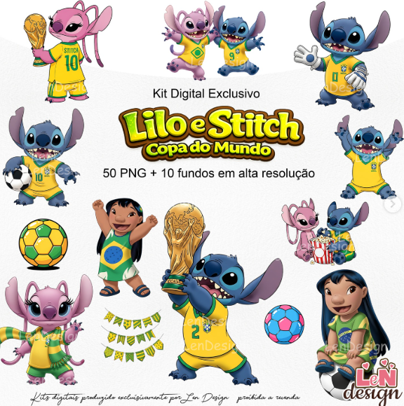 200 - Lilo e Stitch Copa do Mundo Kit Digital Lilo e Stitch Copa do Mundo - Imagem 1