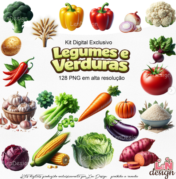 204 - Legumes e Verduras Kit Digital Legumes e Verduras - Imagem 1