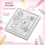 Arquivo Digital Bloco Pocket para Colorir 14,8×14,8cm Cute Kawaii