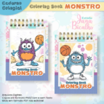 Arquivo Digital Caderno Colegial Para Colorir Monstros