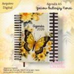 Arquivo Digital Coleção Yellow Butterfly Floral - Borboleta Amarela Floral