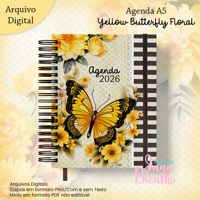 3 - Colecção Yellow Butterfly Floral - Borboleta Amarela Floral Arquivo Digital Coleção Yellow Butterfly Floral - Borboleta Amarela Floral - Imagem 1
