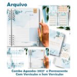 Combo Agenda 2027 - Floral Azul - Arquivo Digital