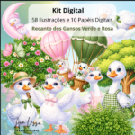 Kit Digital Recanto dos Gansos Verde e Rosa