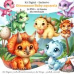 Kit Digital Dinossauro Baby Aquarela