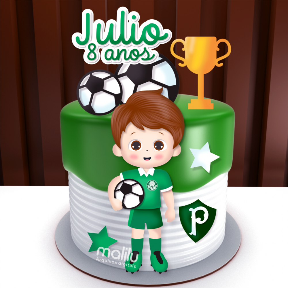 43 - Topo de Bolo Palmeiras Júlio Arquivo de Corte Topo de Bolo Palmeiras - Imagem 1