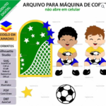 Arquivo de Corte Topo de Bolo Futebol Menino Sentado no Bolo