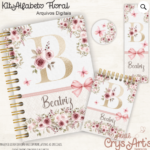 Arquivo Digital Kit Alfabeto Floral Gold