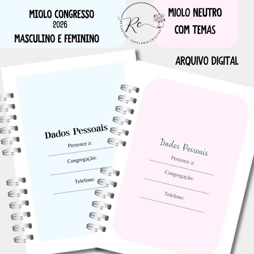 85 - KIT DIGITAL MIOLO NEUTRO CONGRESSO 2026 - FEMININO E MASCULINO - COM TEMA Miolo Neutro Congresso 2026 - Feminino e Masculino - Com Tema - Arquivo Digital - Imagem 1