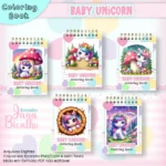 Arquivo Digital Caderno A5 Para Colorir Baby Unicorn