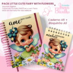 Arquivo Digital Pack Caderno Pautado A5+Bloquinho A6 – Little Cute Fairy with flowers