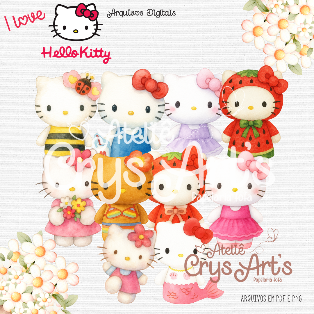 DE - Hello Kitty (1) - DE Arquivo Digital Kit Hello Kitty - Imagem 1
