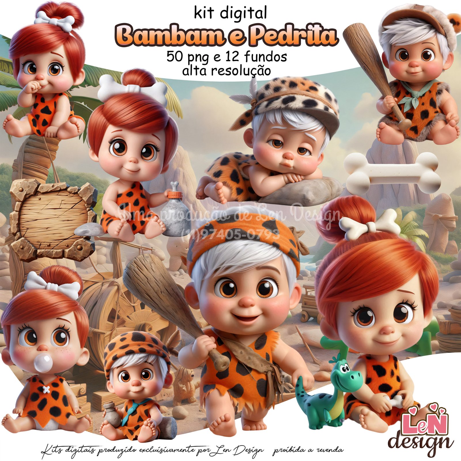 03 - Bambam e Pedrita Kit Digital Bambam e Pedrita - Imagem 1