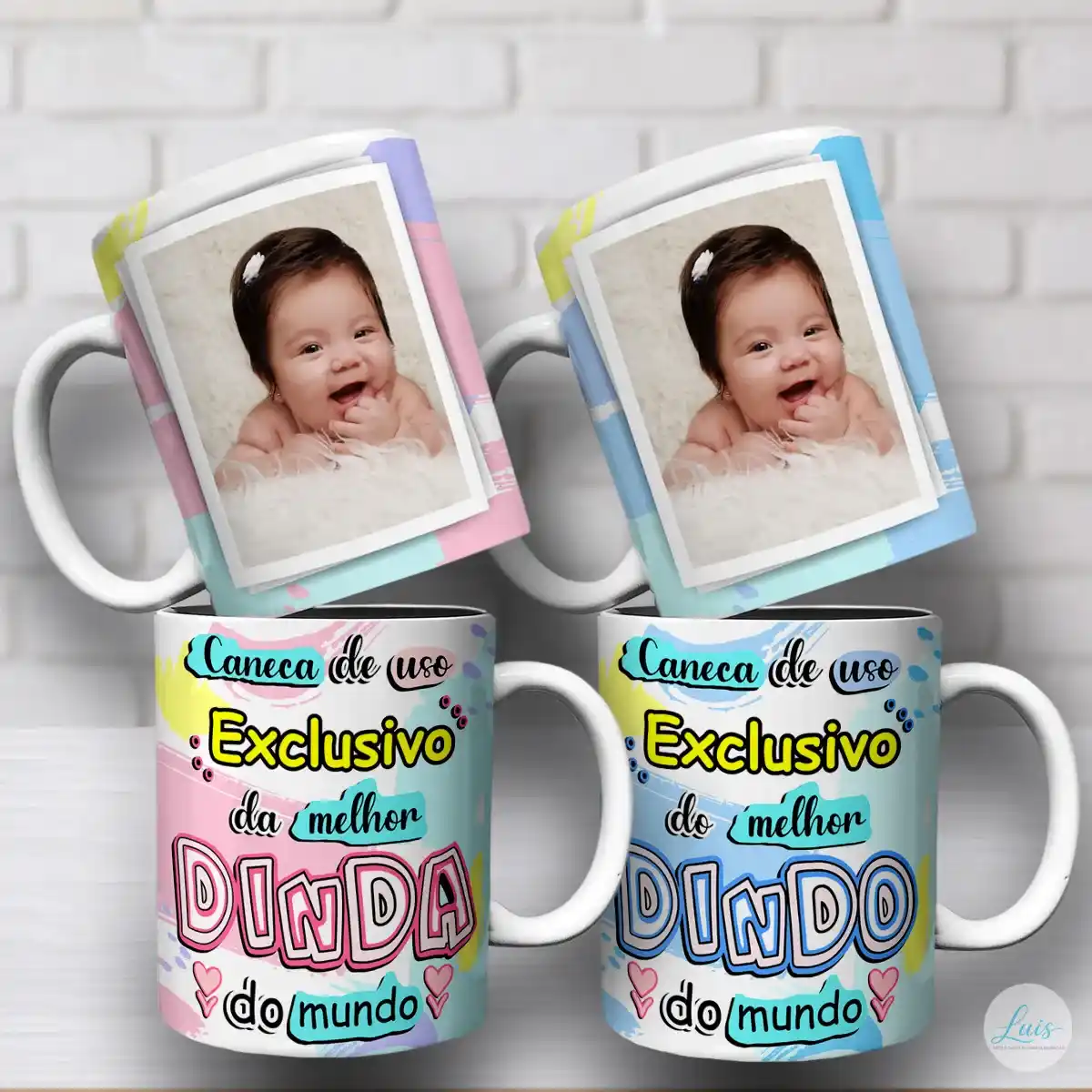 1 - Arte Para Caneca Dindo e Dinda Com Foto Canecas Dinda e Dindo Fotos - Arquivo Digital - Imagem 1