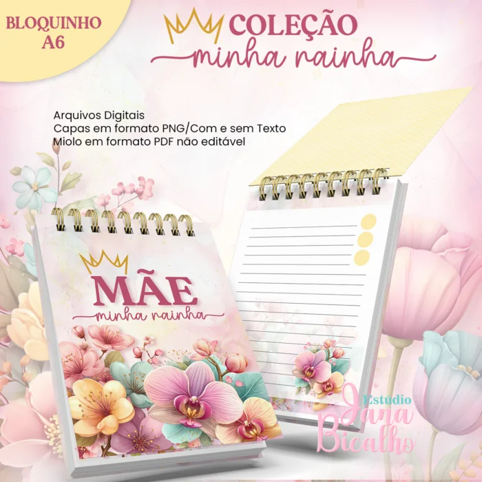 1 - Bloquinho A6 Coleção Minha Rainha Bloquinho A6 Coleção Minha Rainha - Arquivo Digital - Imagem 1