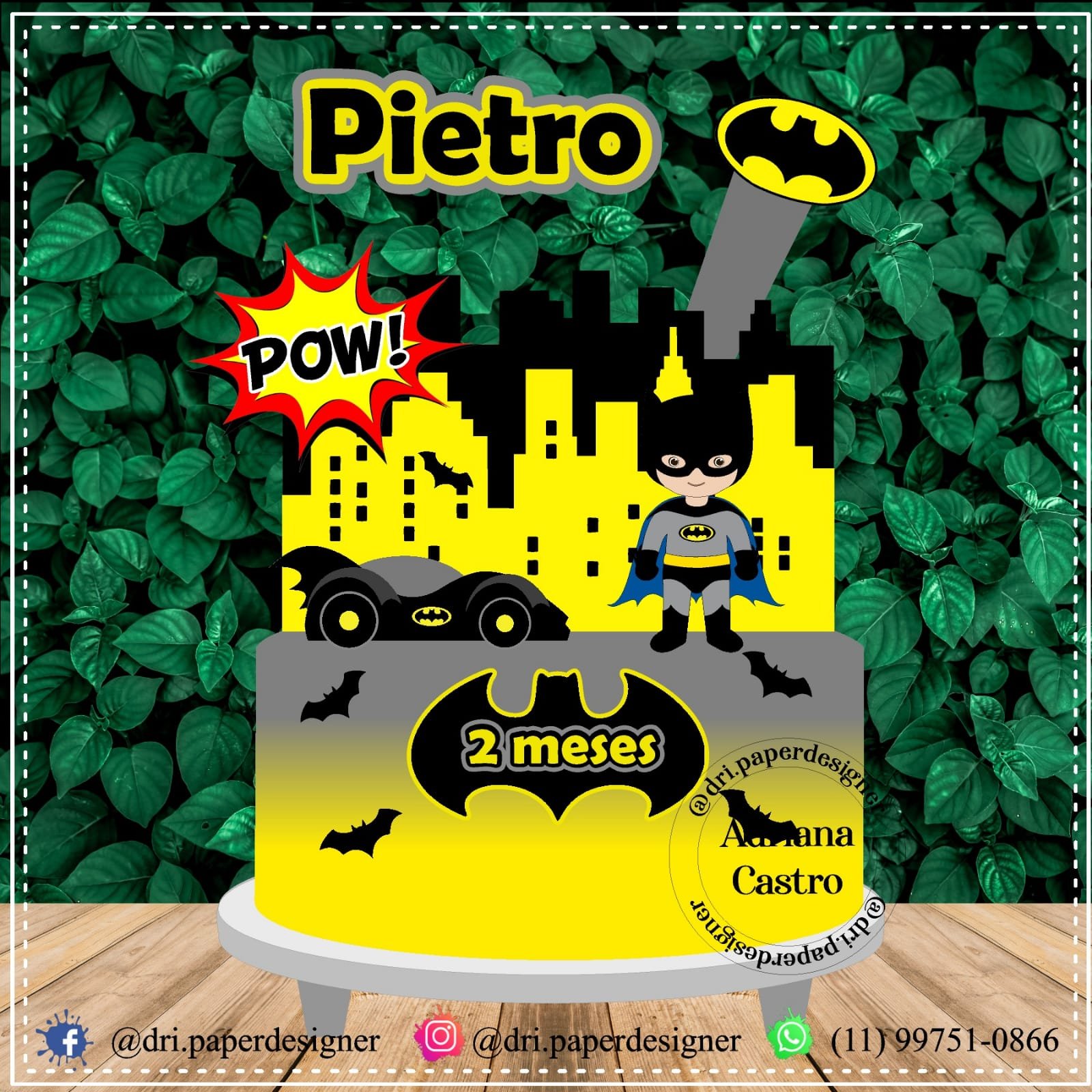10 - Topo de Bolo Batman Topo de Bolo - Batman - Arquivo Digital - Imagem 1