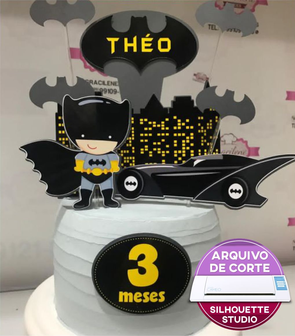 11 - Topo de Bolo Batman Topo de Bolo - Batman - Arquivo Digital - Imagem 1