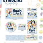 Etiquetas Escolar Bluey Azul - Arquivo Digital