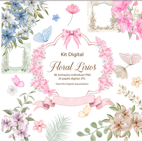 14 - KIT Floral Lírios Kit Digital Floral Lírios - Imagem 1