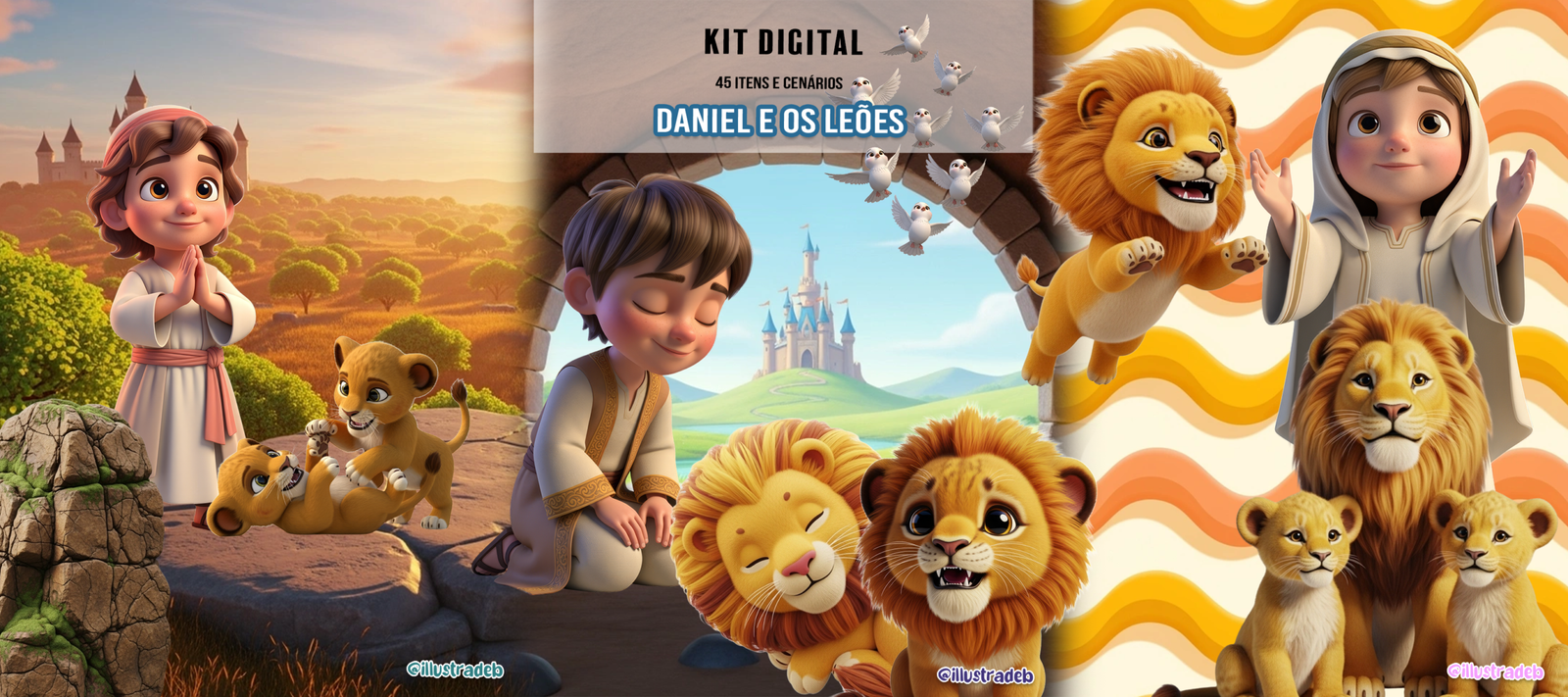 144 - Daniel na cova dos leões Kit Digital Daniel na Cova dos Leões - Imagem 1