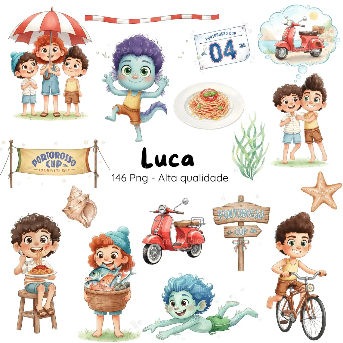 2 - Luca Cute Kit Digital Luca Aquarela - Imagem 1