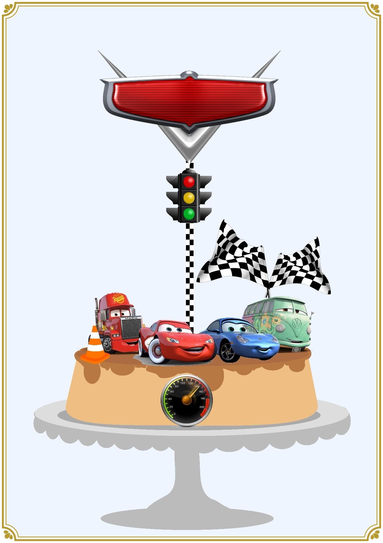 2 - Topo de Bolo Carros Disney Topo de Bolo - Carros Disney - Arquivo Digital - Imagem 1