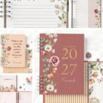 COMBO 6 Agendas 2027 e Permanente COM e SEM HORÁRIOS Floral Romântico - Arquivo Digital