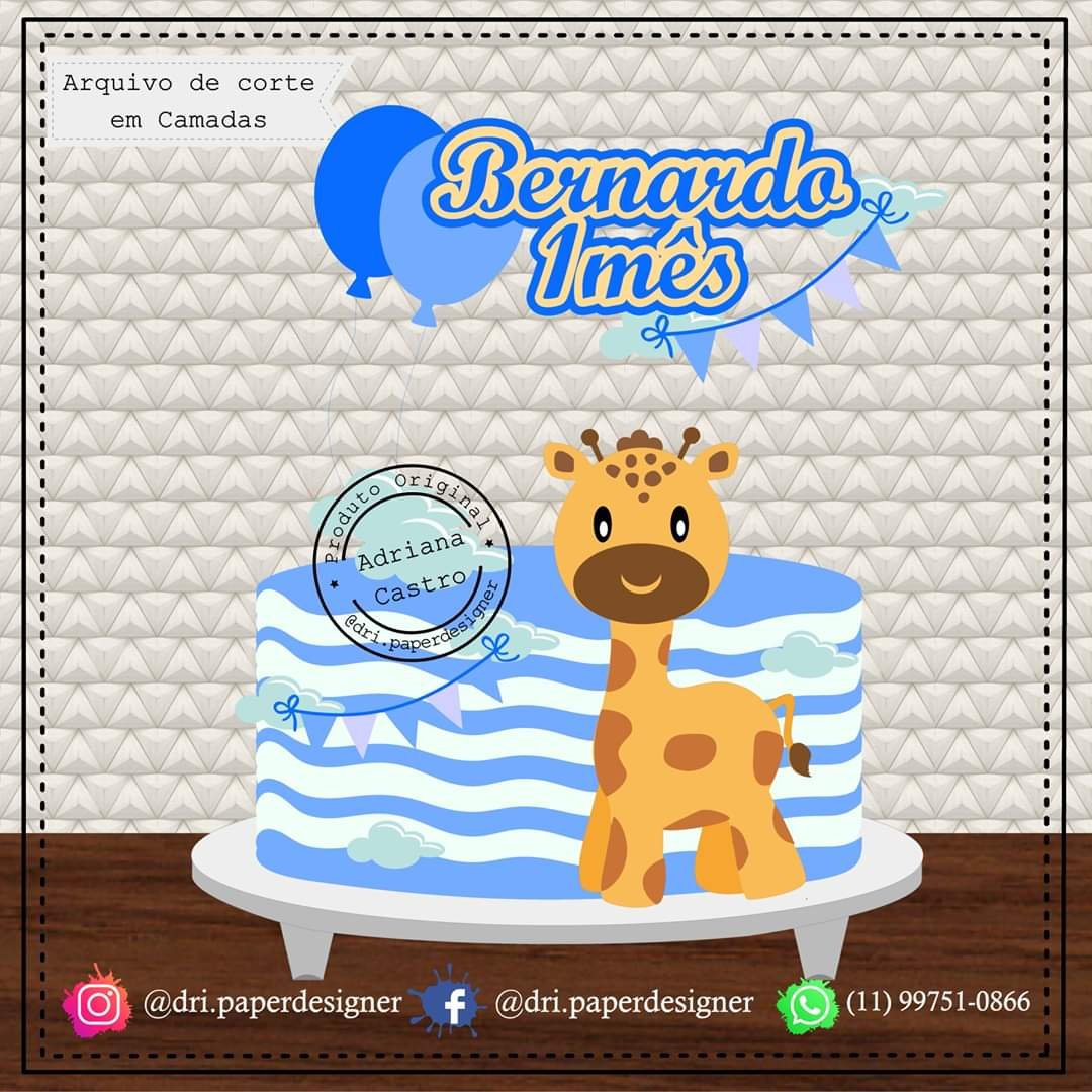 3 - Topo De Bolo Girafa Topo de Bolo - Girafa - Arquivo Digital - Imagem 1