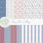 Kit Digital Cherry Blue Cottege - Azul e Vermelho