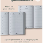 Agenda Permanente Preto e Branco Costura - Arquivo Digital
