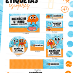 Etiquetas Escolar Gumball - Arquivo Digital