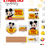 Etiquetas Escolar Mickey - Arquivo Digital