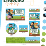 Etiquetas Escolar Minecraft - Arquivo Digital