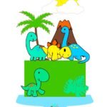 Topo de Bolo - Dinossauro - Arquivo Digital