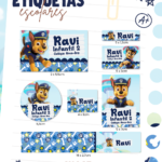 Etiquetas Escolar Chase Azul - Arquivo Digital