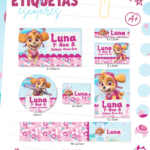 Etiquetas Escolar Skye Rosa - Arquivo Digital