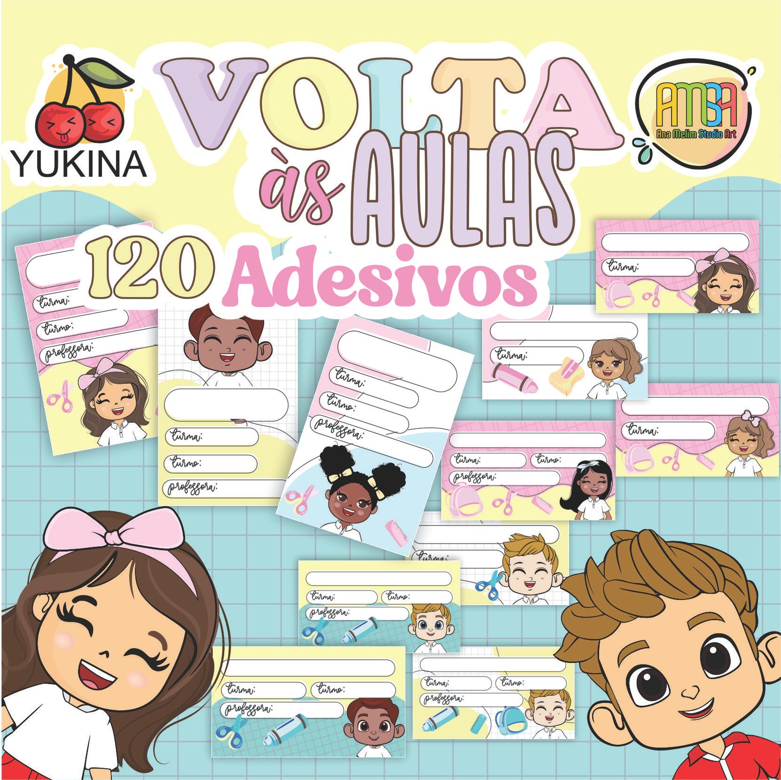 5 - 120 ADESIVOS ANA MELIM_YUKINA Adesivos Volta as Aulas - Arquivo Digital - Imagem 1